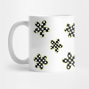 Abstract Checkerboard Flowers - Lime Green Mug